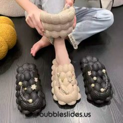 Bubble Slides Edición blanca decorada con perlas personalizadas