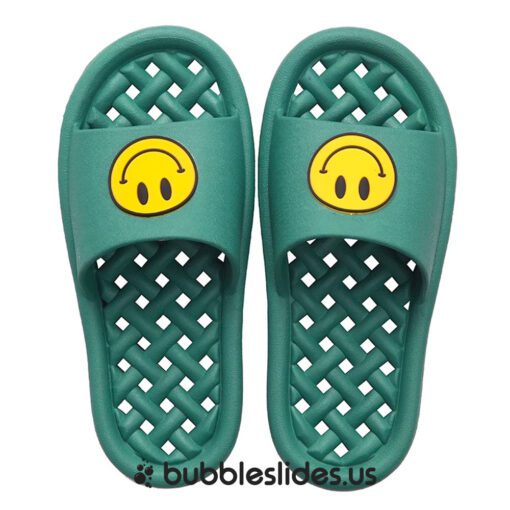 Chaussons Vert Foncé Smiley Face - Filet Antidérapant