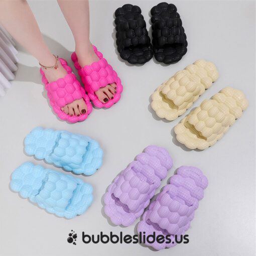 Open-Toe Noir Bubble Slides - Image 2