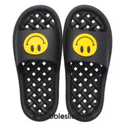 Black Smiley Face Slippers - Mesh Non-Slip