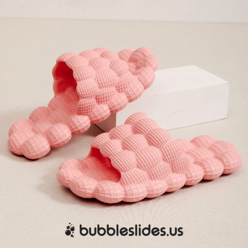 Open-Toe Pink Bubble Slides