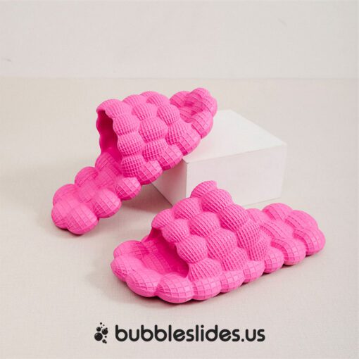 Open-Toe Rose Bubble Slides